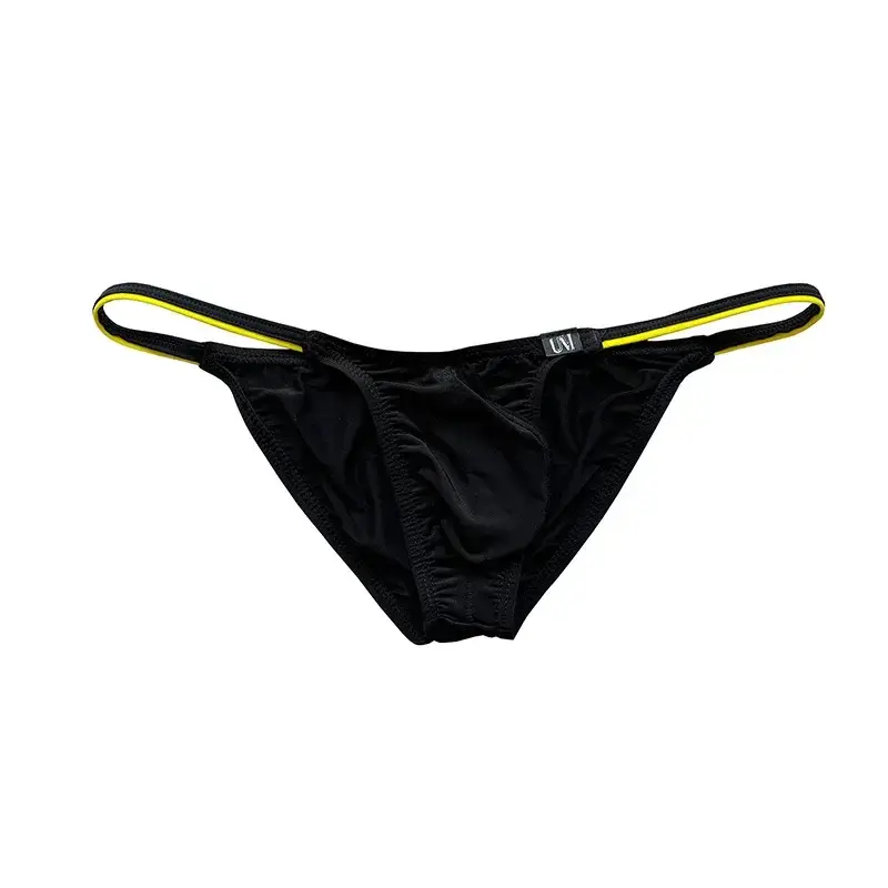 New Arrival Men's Ice Silk Briefs Color Block Low-rise Thin Sexy Underwear — image 3