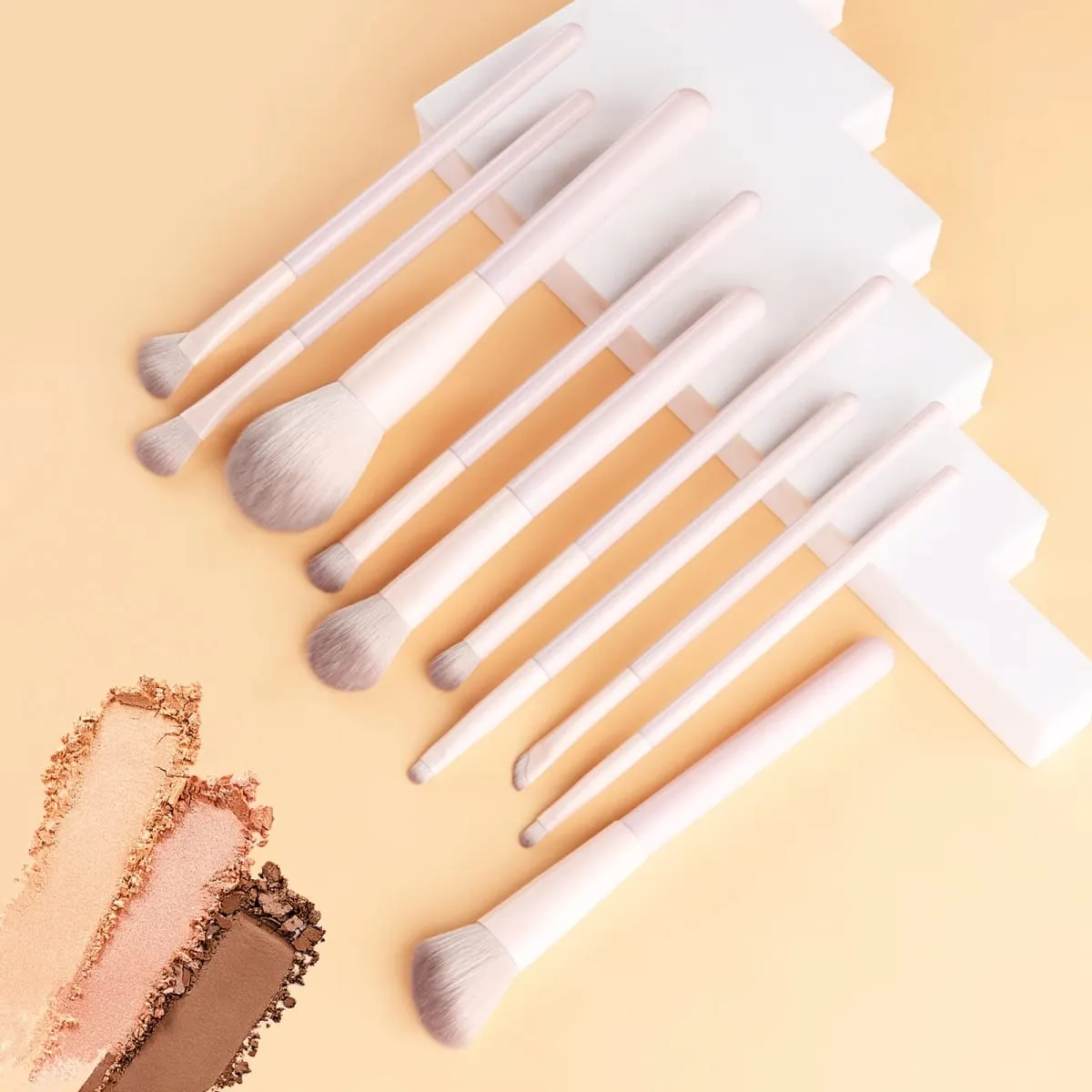 10pcs Beginner Makeup Brushes with Storage Bag Large Fluffy Powder Brush Blush Brush Contour Brush Foundation Brush Concealer