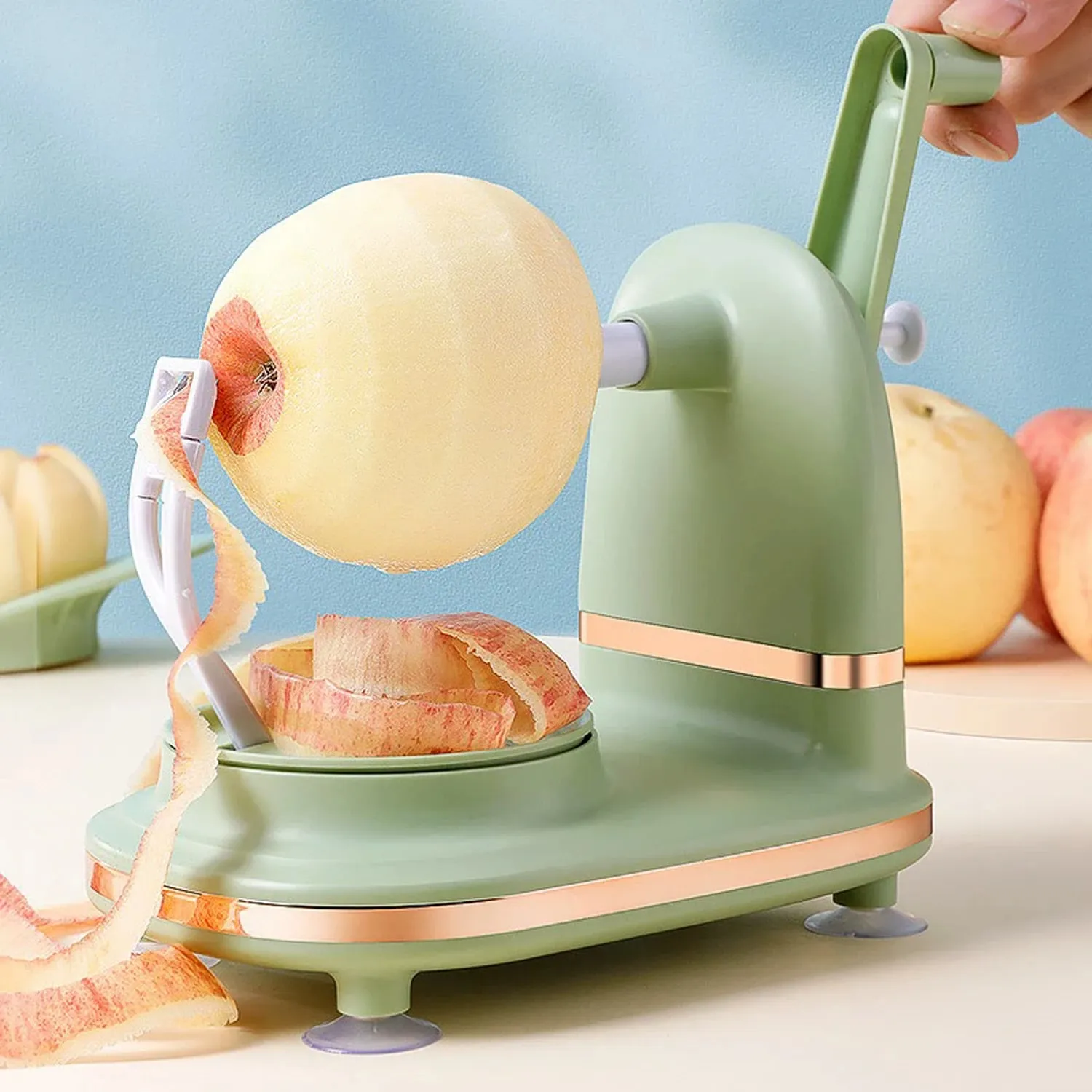 3-in-1Hand-cranked Rotating Fruit/Vegetable Peeler Stainless Steel Blades Apple Cutter Pambahay Pagbabalat Machine Mga Gadget sa Kusina