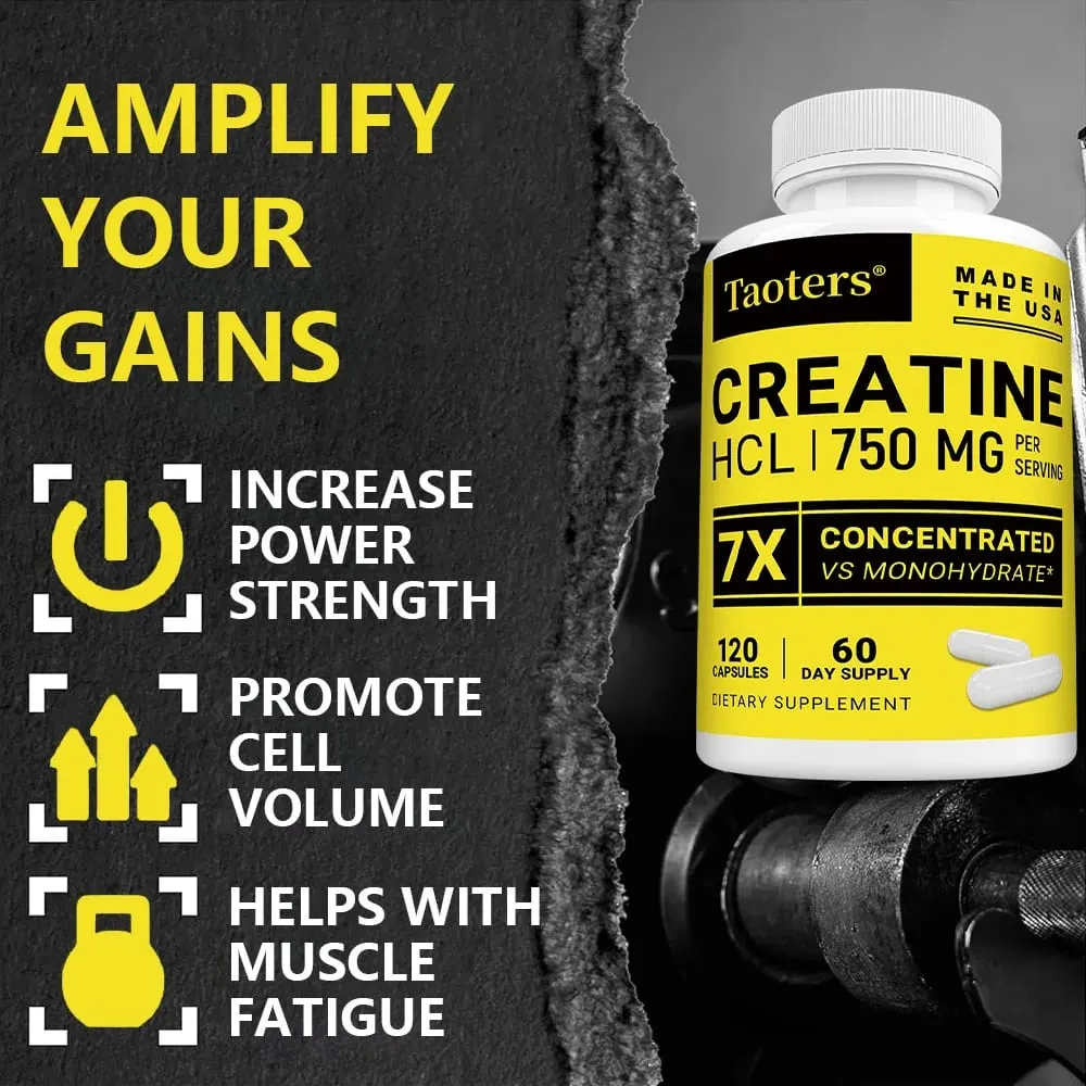 Creatine HCl Capsules Boost Muscle Strength Focus Energy Endurance Support Metabolism Cognitive & Heart Health Non-GMO — image 3