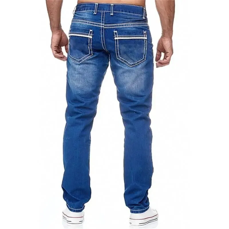 Straight Jeans Men Washed no hole Jean Spring Summer Boyfriend Jeans Streetwear Loose Cacual Designer Long Denim Pants Trousers — image 4