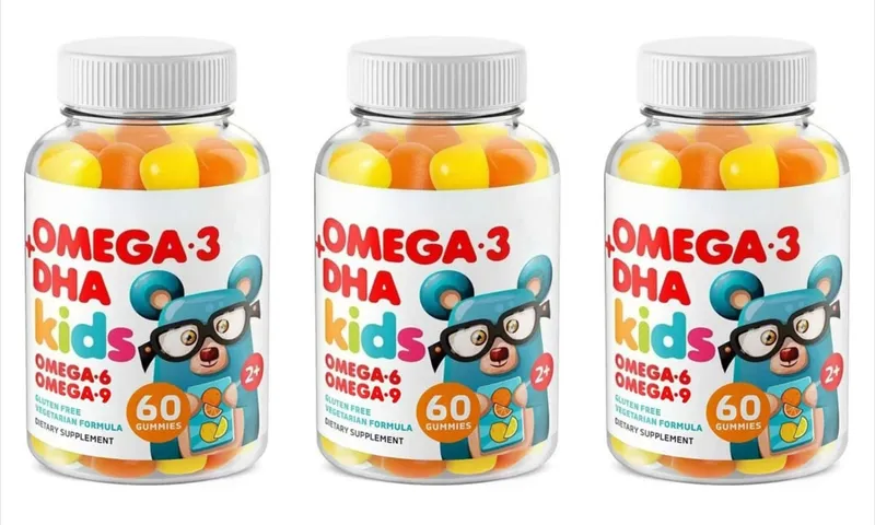 Kids Omega 3 DHA Gummies with Omega 6 & 9 Vitamin C for Brain Eye & Heart Support Vegetarian Gluten Free Ages 2+ 60 Count — image 8
