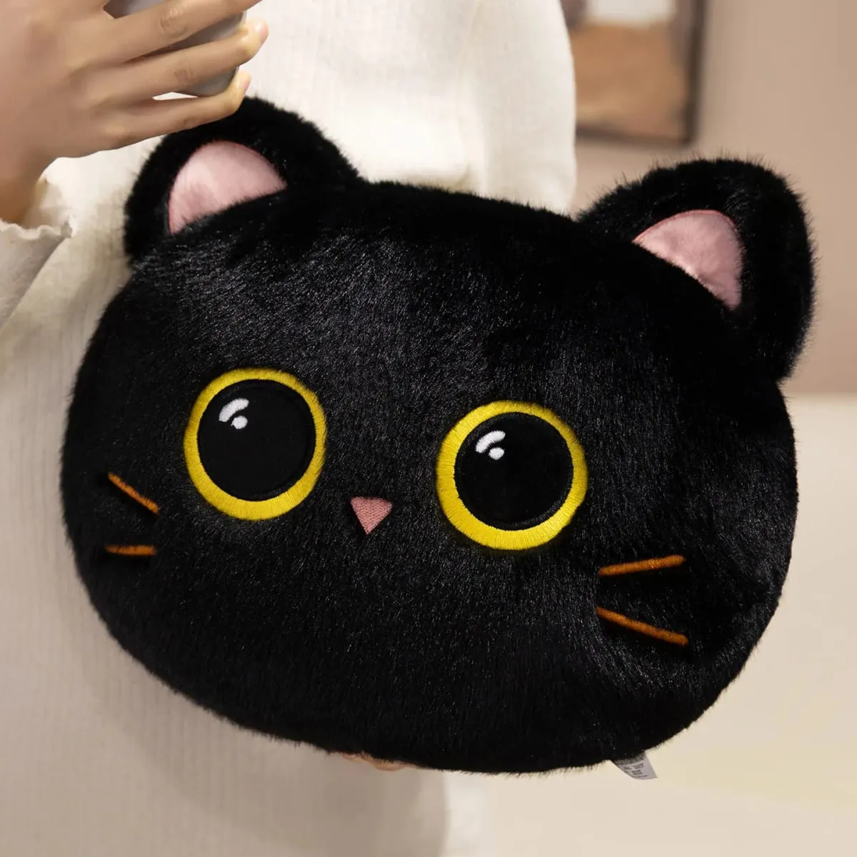 Original plush toy black cat official large doll throw pillow plush toy cute and adorable sofa cushion office throw pillow