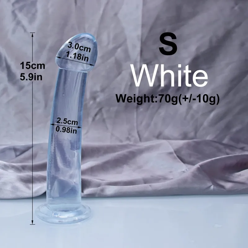 Dengan Harga Murah TPE Transparan Anal Plug Jelly Dildo 4 Ukuran Cangkir Hisap Ayam Vagina Masturbasi Lembut Penis Kecil Wanita Pria Mainan Seks