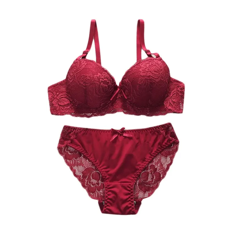French Style Women Lingerie Set Ultra‑Thin Lace Bra Big Bust Minimizer Anti Sagging Breathable Ladies Underwear Set
