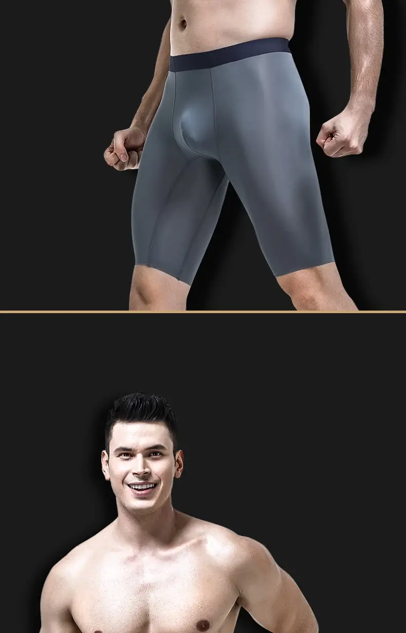 Men's sports underwear for summer, ice silk, quick-drying, extended, anti-friction legs, loose four-corner short underpants — image 13