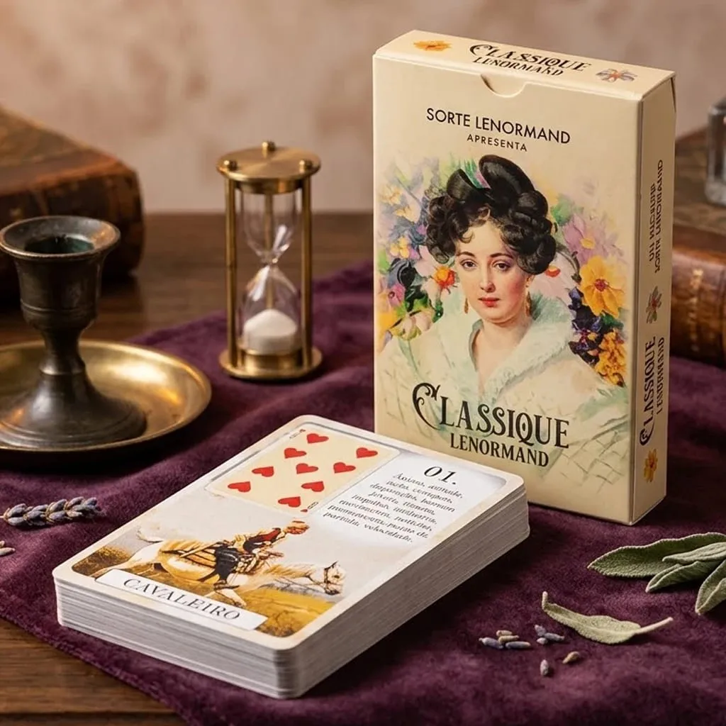 9*6cm 37 Vintage Style Divination Cards - Classic Portuguese Edition Double-embossed Cardstock Classique Lenormand Deck