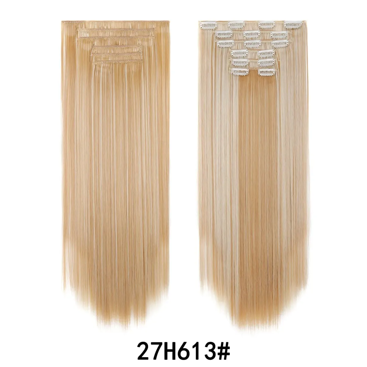 24 Inch 6PCS Clip In Hair Extensions Straight Synthetic Hair Extensions Dark Brown Long Natural Looking Hair Piece for Women