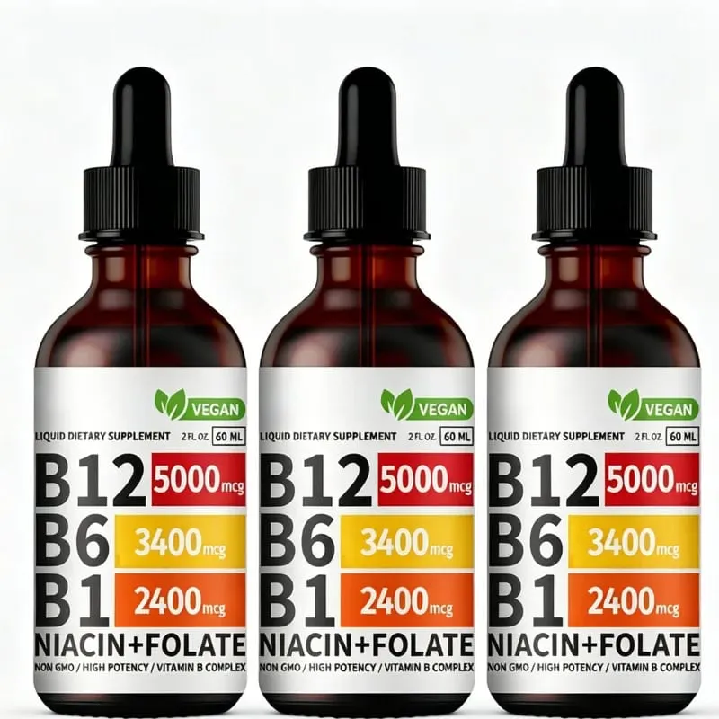 Vitamin B6 Drops Complex B12 B1 Folate Liquid Supplement Support Digestive System Drops Liquid Triple Absorption Liquid Drop