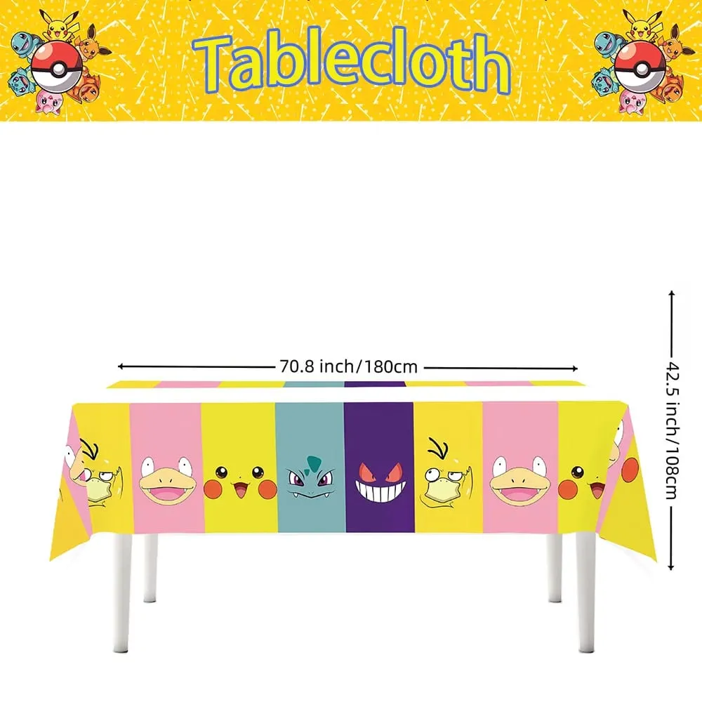 1/10 ชิ้น Pokemon ผ้าปูโต๊ะวันเกิดตกแต่งผ้าปูโต๊ะแบบใช้แล้วทิ้ง Pikachu Tablecover เด็กของขวัญวันเกิดอุปกรณ์อาบน้ำเด็ก