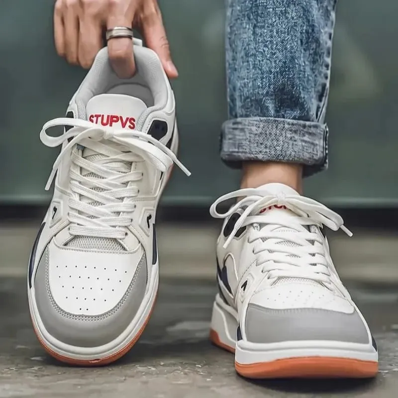 Unisex Sneakers Spring Summer Retro Basketball Style White Color Block Casual Board Shoes Streetwear Chunky Sole School — image 5