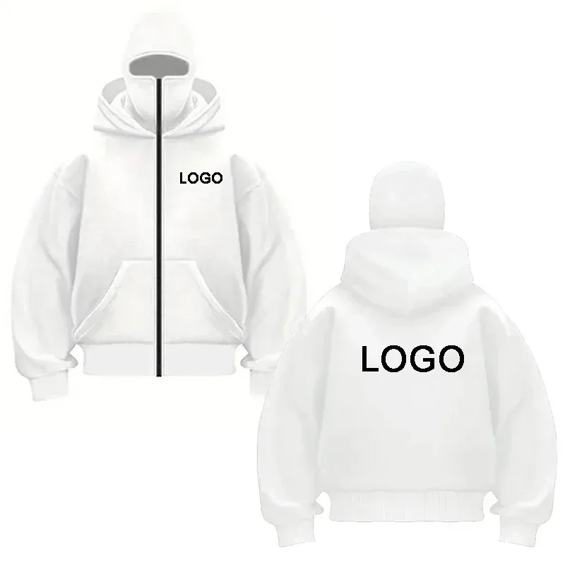 Customized Double-hooded Zipper Hoodies Men Personality Printed Long Sleeve Zip Up Sweatshirts Women Ninja Mask Pullovers Jacket — image 3