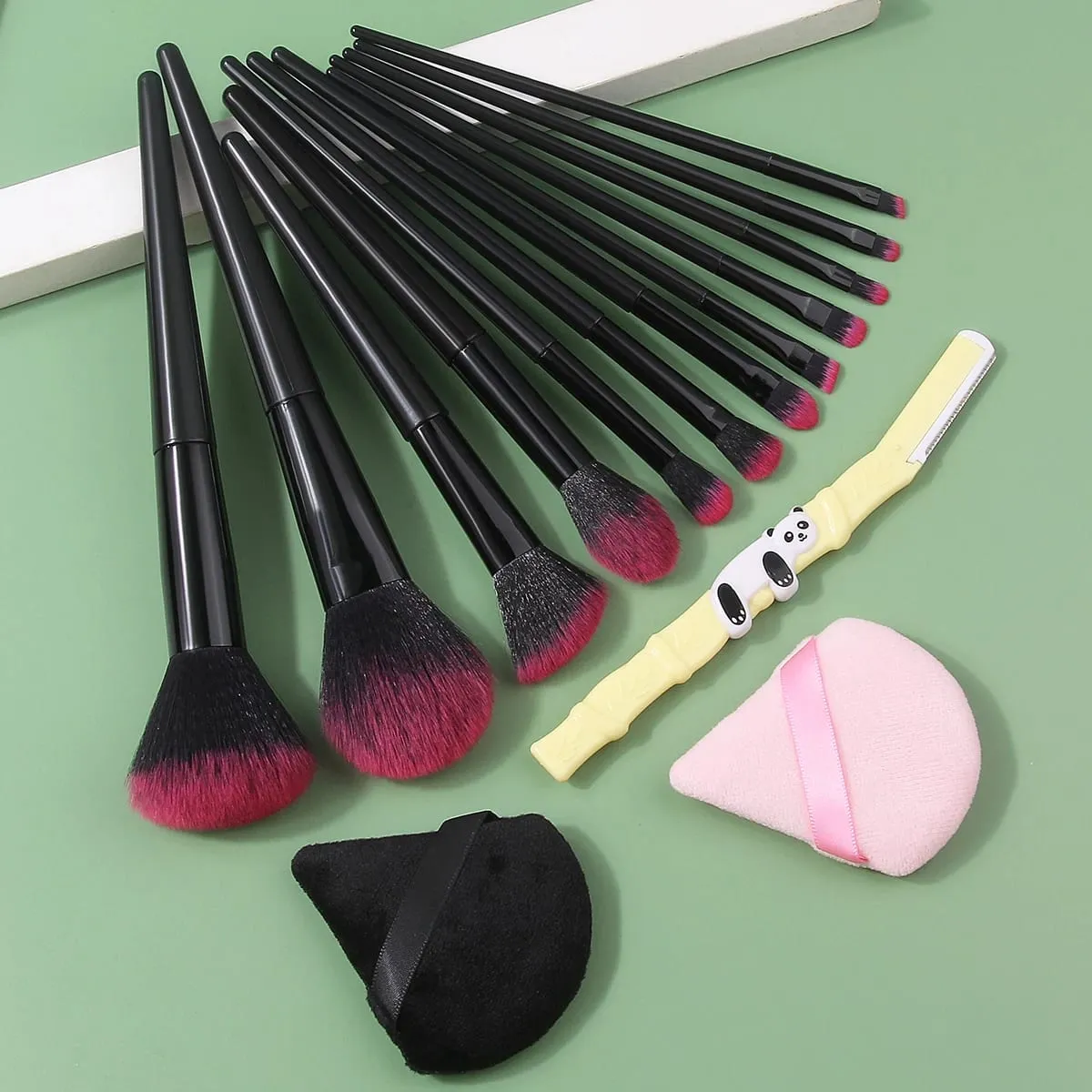 12/15/17Pc Soft Makeup Brushes Set for Beginners Loose Powder Blush Eyeshadow Brushes Dual-use Wet & Dry Makeup Sponge Triangle