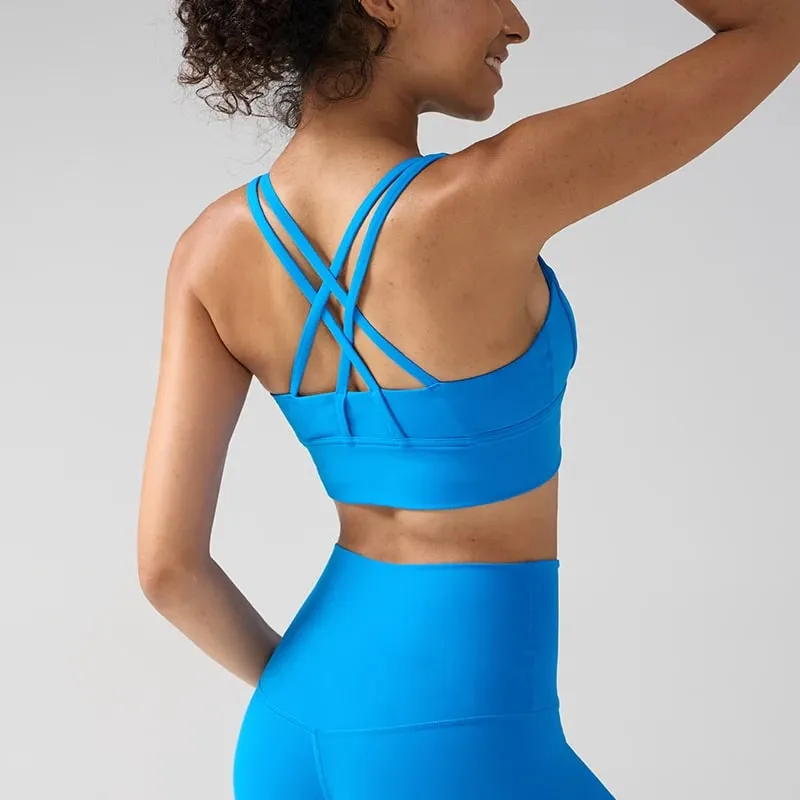 Solid Color Women Women Fitness Yoga Bras Race Back Sports Bras Nylon Top Women Bra Sexy Breathable Underwear For Women Gym — image 5