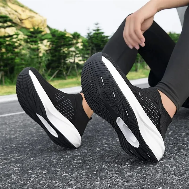 Unisex Slip on Sock Running Shoes Breathable Knit Mesh Sneakers Lightweight CushionThick SoleNonSlipWalking GymAthletic Footwear — image 5
