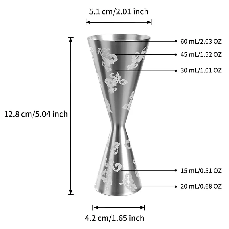 30/45/60/90ml Measuring Cup 304 Stainless Steel Measure Cup Cocktail Shot Drink Spirit Jigger Mixed Beaker Liquid Measuring Cups — image 16