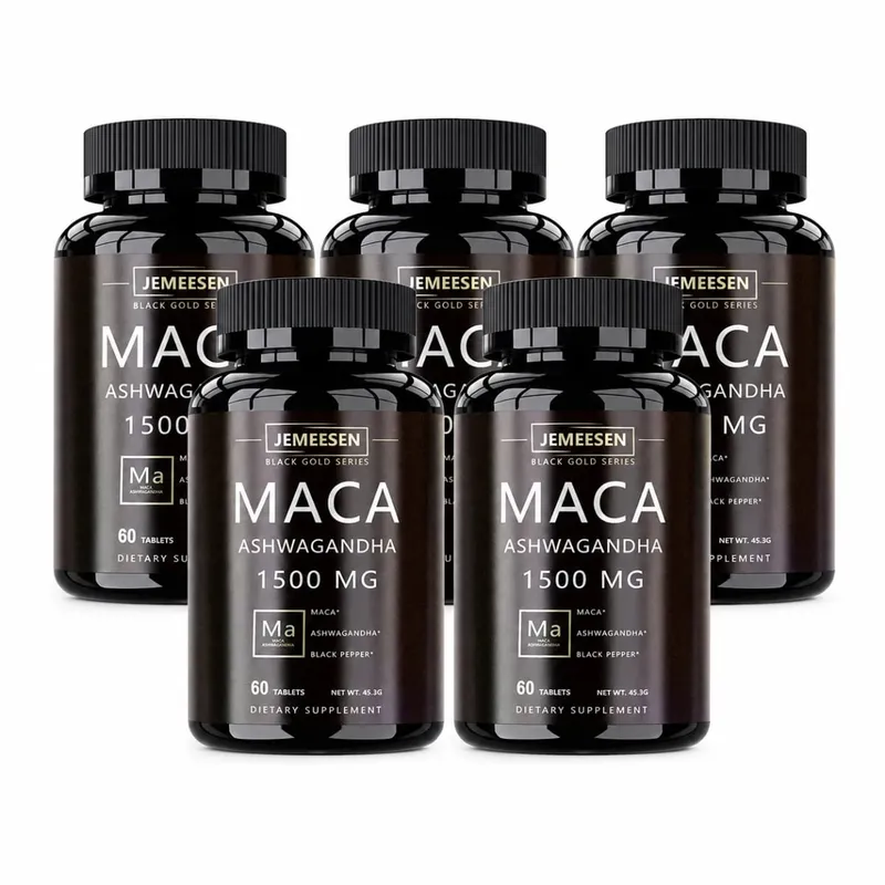 유기농 마카 뿌리 분말 캡슐 1500mg, 마카 뿌리 추출물 Ashwagandha 검은 후추 보충제 함유 남성용 — image 10