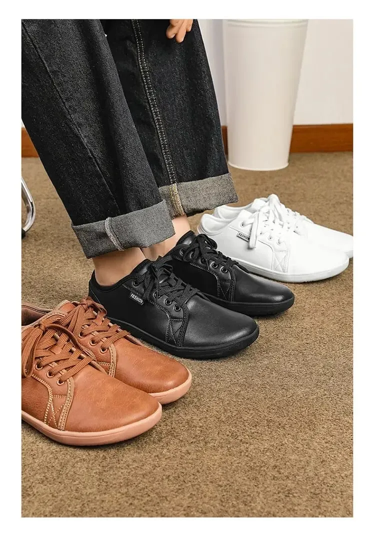 2025 ใหม่ Minimalist รองเท้าสำหรับผู้ชายผู้หญิงกว้าง Toe Barefoot Zero Drop รองเท้าสบายๆหนังเทียมน้ำหนักเบาเดินรองเท้าผ้าใบ