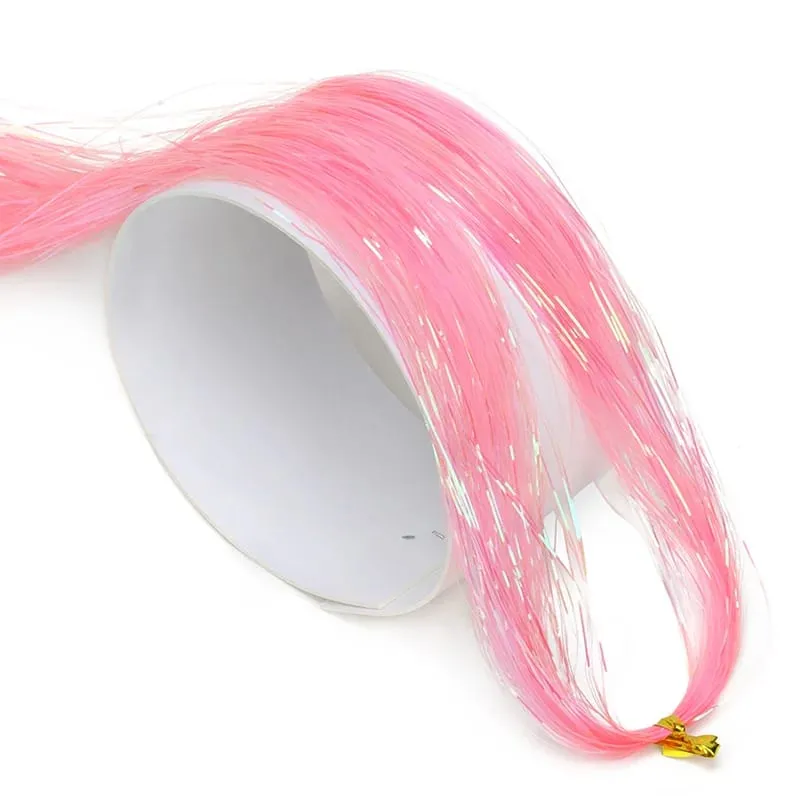 Tinsel per capelli scintillanti Fili sintetici color arcobaleno Copricapo per ragazze Hairbinge Capelli Laser Estensioni dei capelli finti Decor Glitter