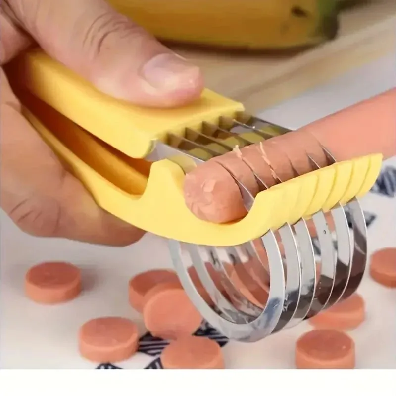 1pc Stainless Steel Manual Slicer - Food-Safe Easy-to-Use Round Blade for Bananas Cucumbers & More - Durable Kitchenware — image 3