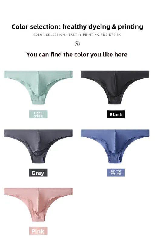 Intimo da uomo a triangolo piccolo a mezza anca a vita bassa sexy da uomo giovane slip senza cuciture in seta di ghiaccio mutandine estive leggere e traspiranti — image 9