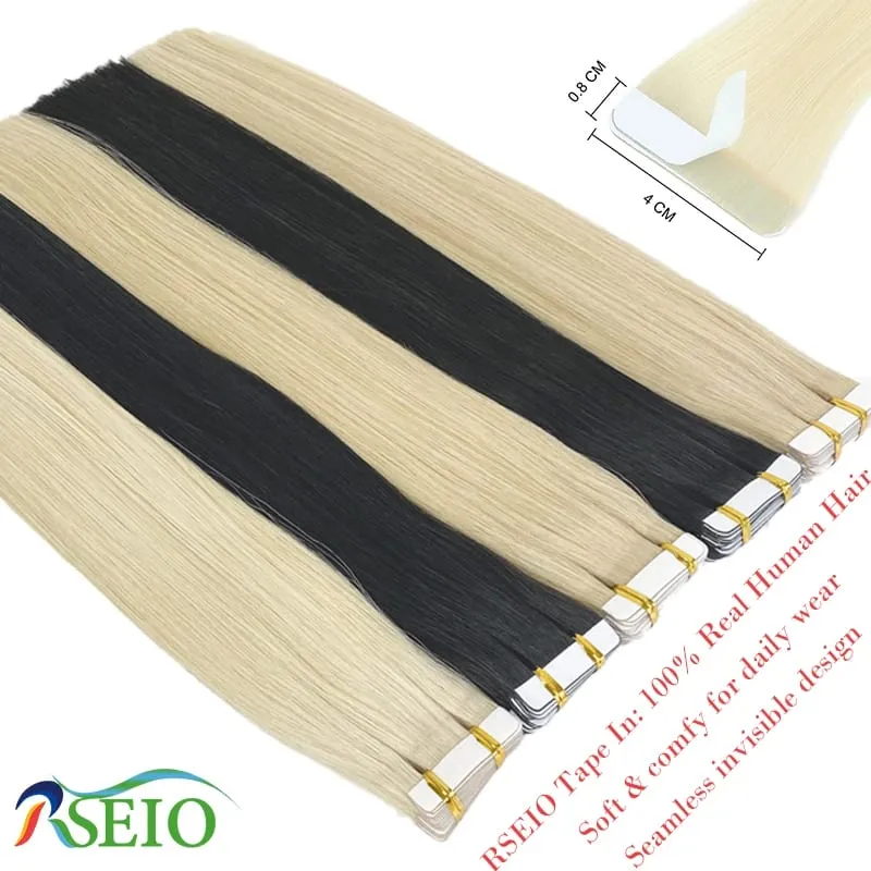 High Quality Tape in Human Hair Extensions Straight Hair Seamless Invisible 14"-22" 100% Real Natural Hair End Thicken — image 2
