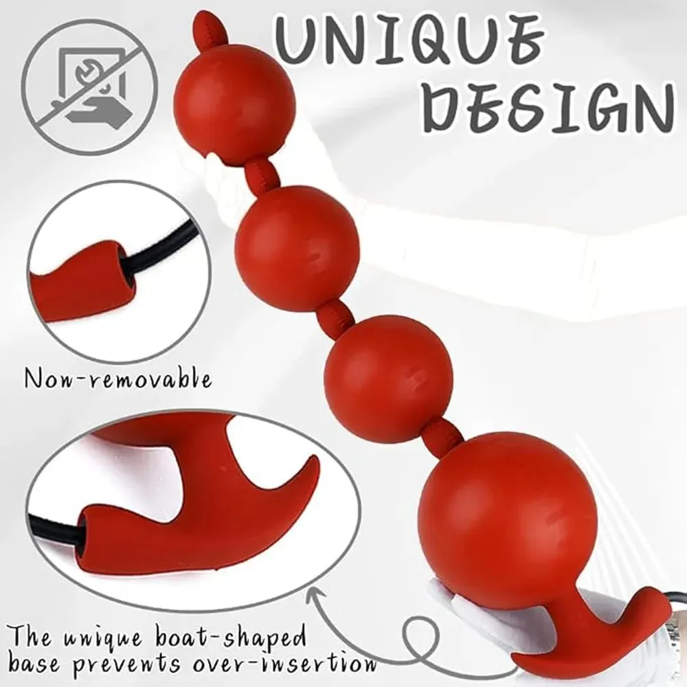 Perline anali gonfiabili extra lunghe Butt Plug Dildo Enorme silicone Misura regolabile Grande spessore 4 palline con base a T Giocattoli adulti del sesso