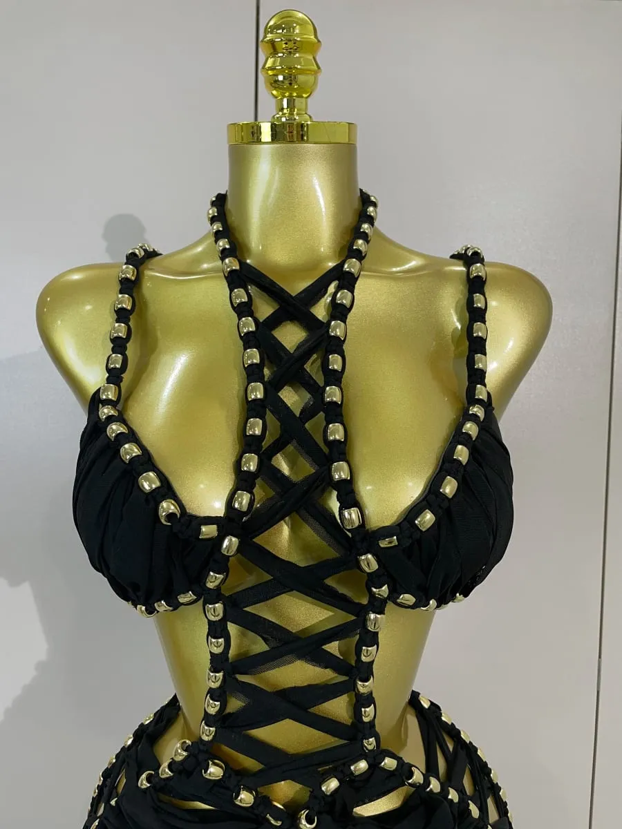 Sexy Black Halter Neck Perspective Hollow Mini Dresses 2026 Women Summer Backless Nightclub Party Evening Club Performance Dress — image 5