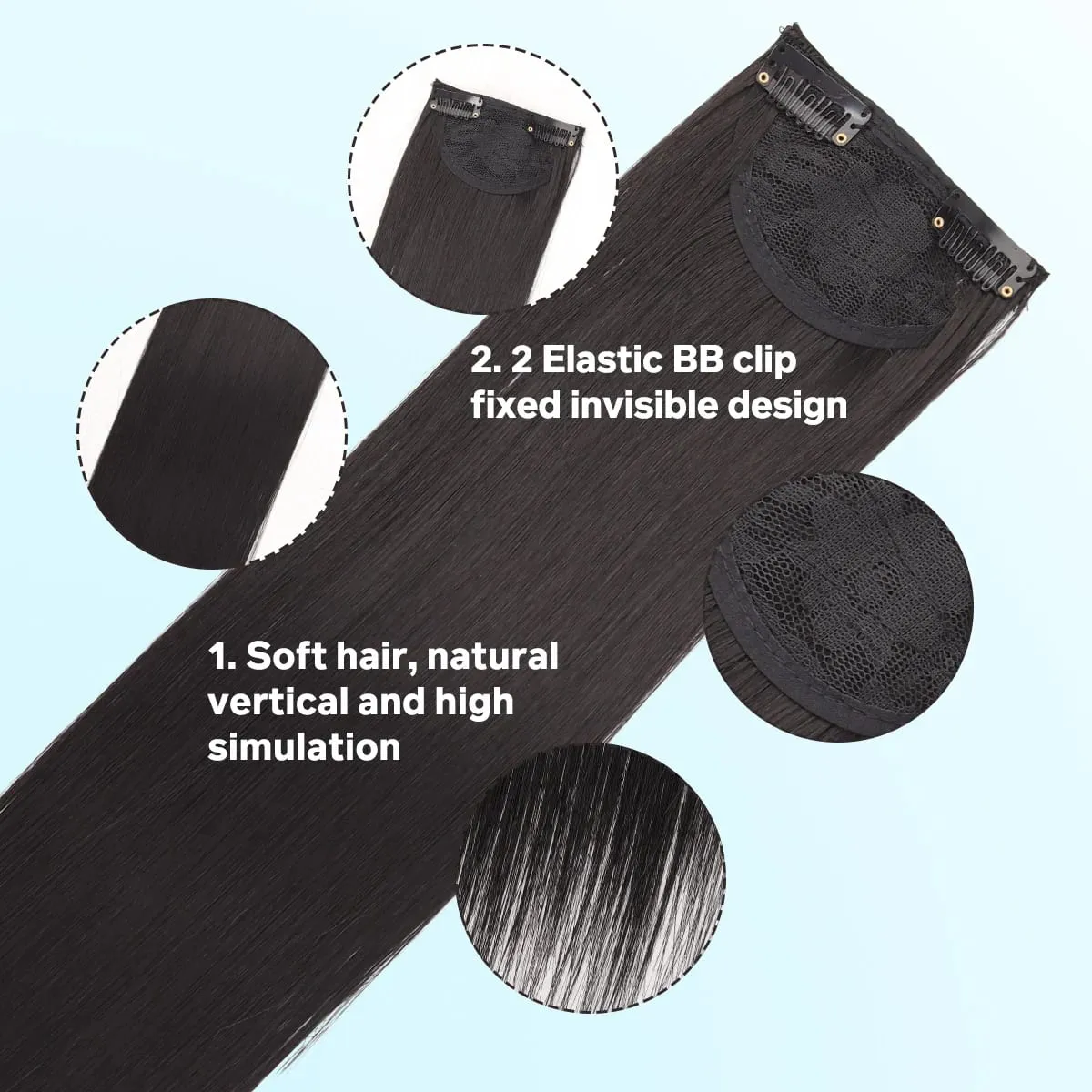 1 cái tổng hợp 16 “20"24" kẹp tóc Bộ tóc giả nữ nhẹ hàng đầu thay thế mái tóc dài thẳng