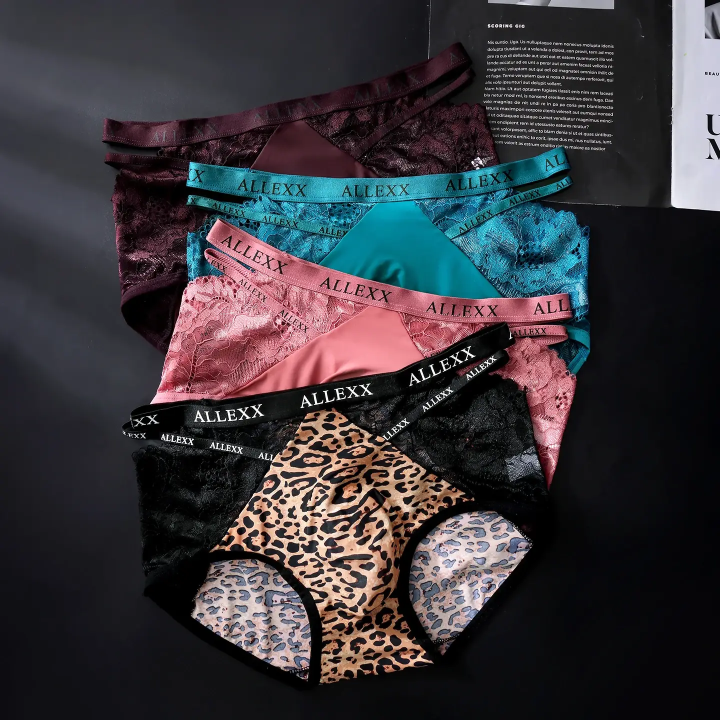 Male Glossy Satin Triangle Briefs Floral Lace Mesh Splice High Waist Elastic Letter Band Soft Breathable Men Underwear — image 5