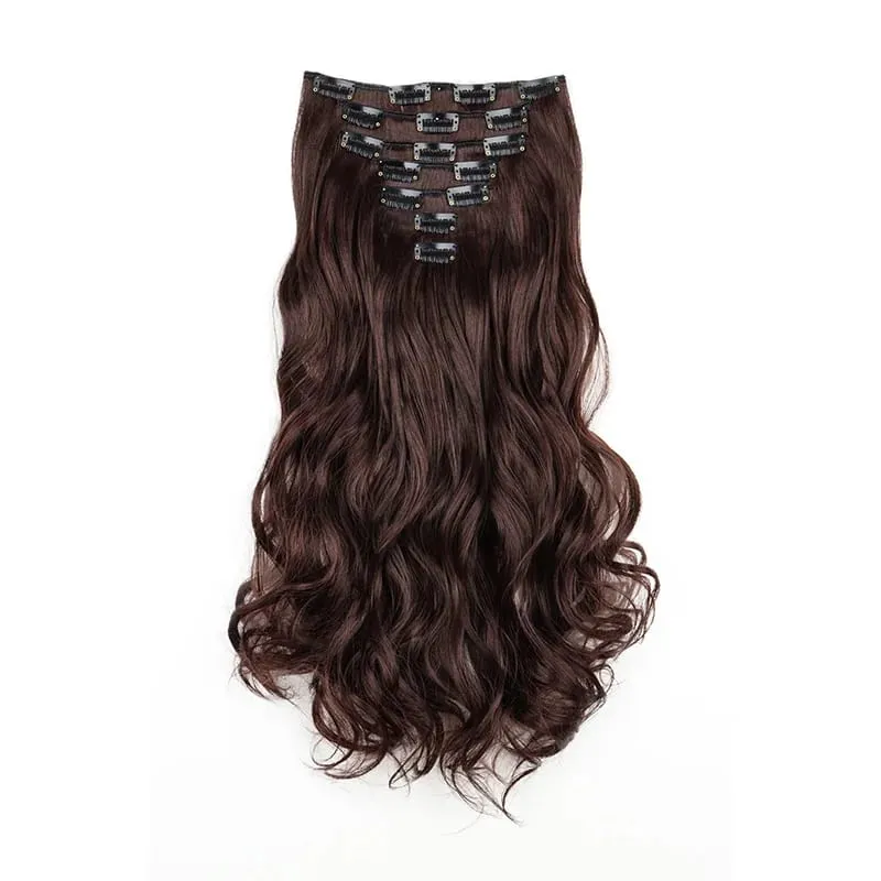 Synthetic 24Inch 7pcs/set Long Curly Clip In Hair Extensions Heat Resistant Fluffy Hairpiece for Women Daily Party Use — image 10