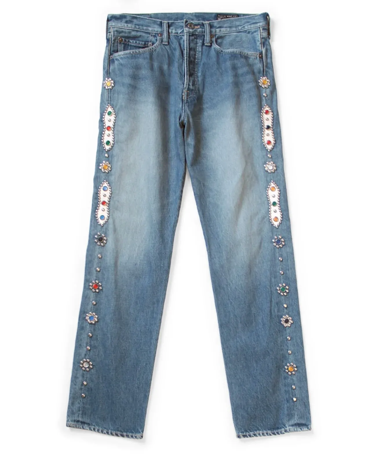 Hirata and Hiroshi 24SS Classic Rivet Set Diamond Vintage Jeans Casual Cowboy Gemstone Craft Men Pants — image 1