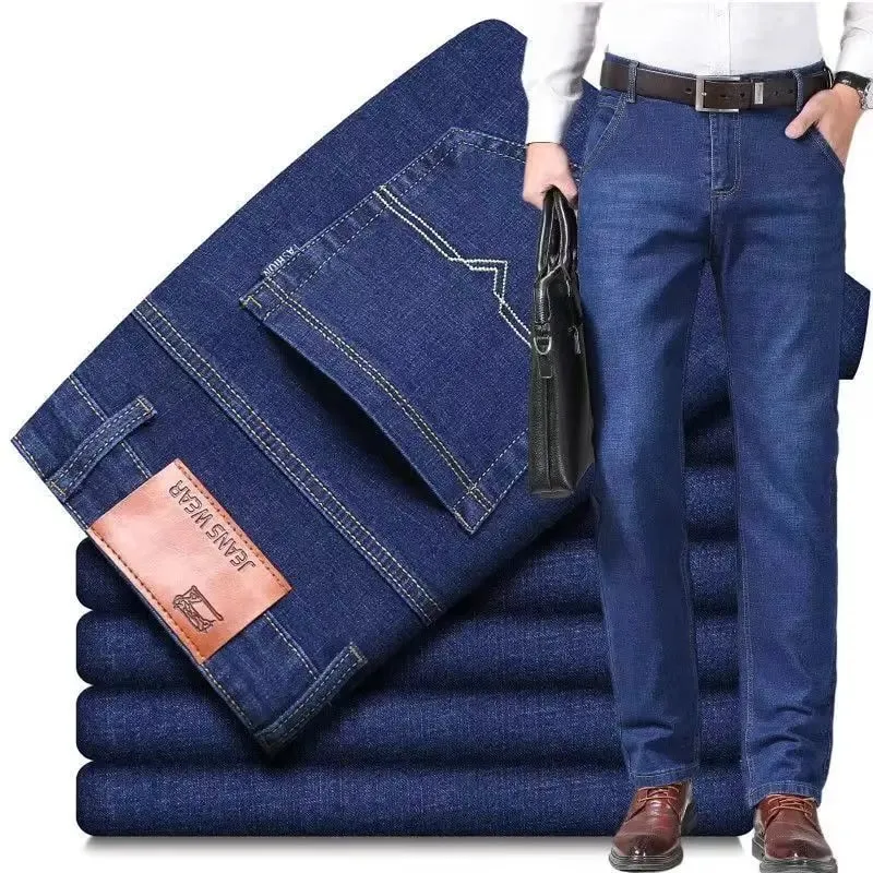Business Jeans Men Straight Versatile Youth Middle-aged Denim Cheap Work Site Electric Welding Mason Bricklayer Pants Fashion — image 4