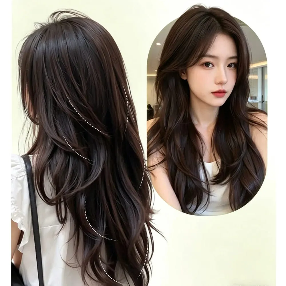 20Inch Synthetic Long Curly Wavy Layered U-Shaped Clip-in Hair Extension 4 Clip Heat Resistant Hairpiece for Women Daily Party — image 7