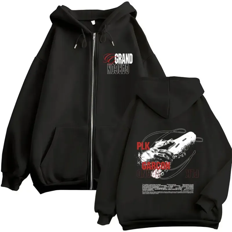 Rapper PLK Grand Garçon 2026 Album Tour Zipper Hoodies Men Women Clothing Fashion Zip Up Fleece Hooded Sweatshirts Jacket Coats
