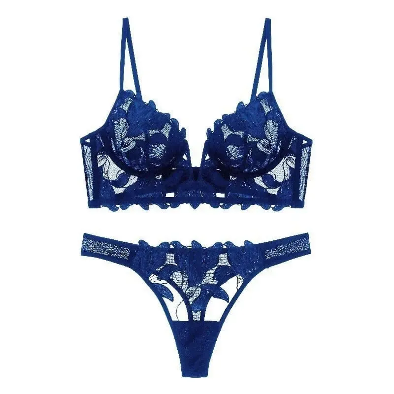Women Lace Lingerie Set Elegant Sexy Bra Set See Through Underwear Ventilate Ladies Bra and Panty Set — image 7