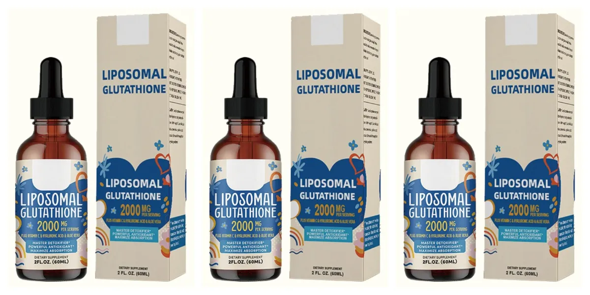 Cecair Liposomal Glutathione Turun 1500mg dengan Vitamin C Asid Hyaluronik & Aloe Vera untuk Sokongan Cahaya Kecantikan dan Penghidratan
