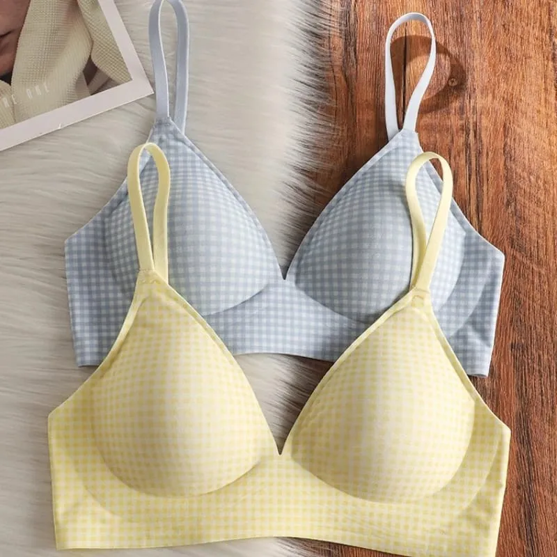 Elegant Seamless Bralette Small Bust Gathering Anti-Sagging Manipis Adjustable Straps Wirefree Comfort Fit UK Light Support Bra Set — image 5