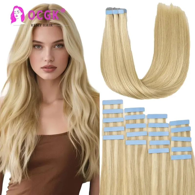 12A Tape In Hair Extensions 100% Remy Human Hair Pre-taped Skin Weft Adhesive Strips For Women Salon Use High Quality 14-22 Inch — image 9
