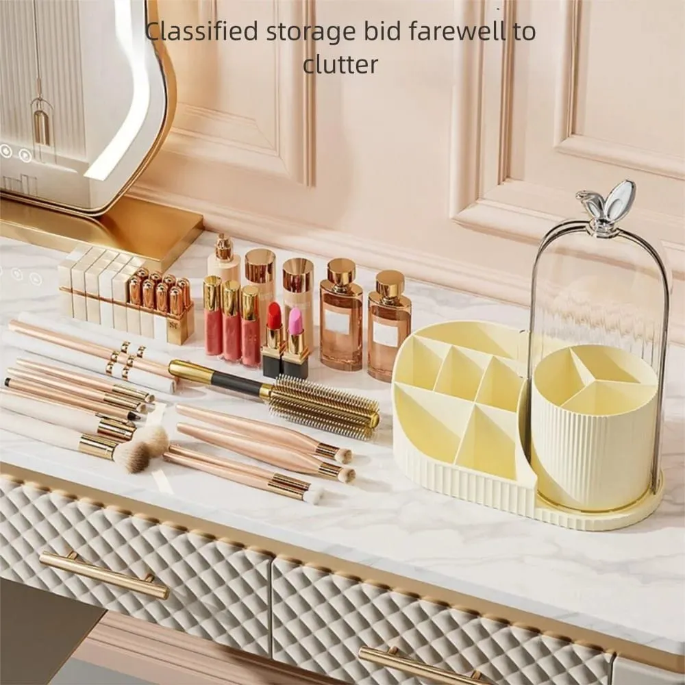 PP Makeup Brushes Storage Box 360° Rotating Large-capacity Drawer Storage Organizer Multi-compartment Dustproof