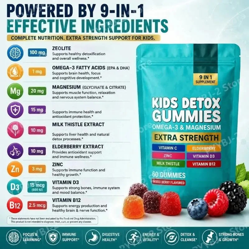 Zeolite Gummies 60 Count Naglalaman ng Multivitamin Omega-3 Magnesium at Elderberry Support Detoxification at Immune System Health — image 2