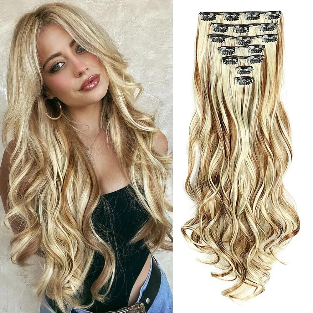 Synthetic Clip in Hair Extensions Purple hairpieces 7pcs/set 22inch Thick Hair for Women Girls Daily Party Cosplay — image 43