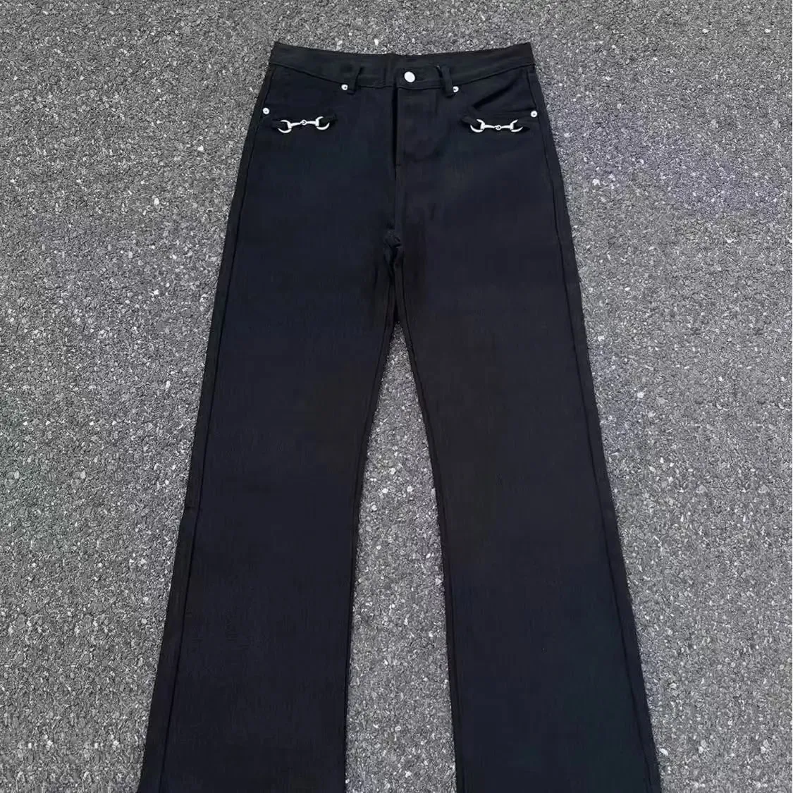 American-style retro button design washed jeans spring and autumn high-waist loose high-street wide-leg jeans for men and women — image 3