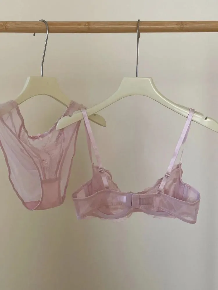 French Lace Slimming Lingerie Set Sexy Push Up Bra & Panty Light Luxury Thin Steel Rings YUQI Sexy Push Up Tummy Control Set