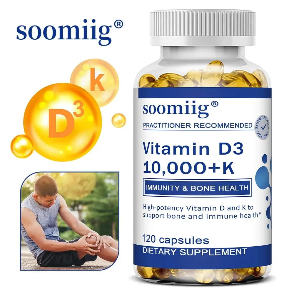 Vitamin D3 + K - Supplement for Immune Support Bone & Heart Health Vitamin D with MK-7 (Vitamin K2) Non-GMO Gluten-Free