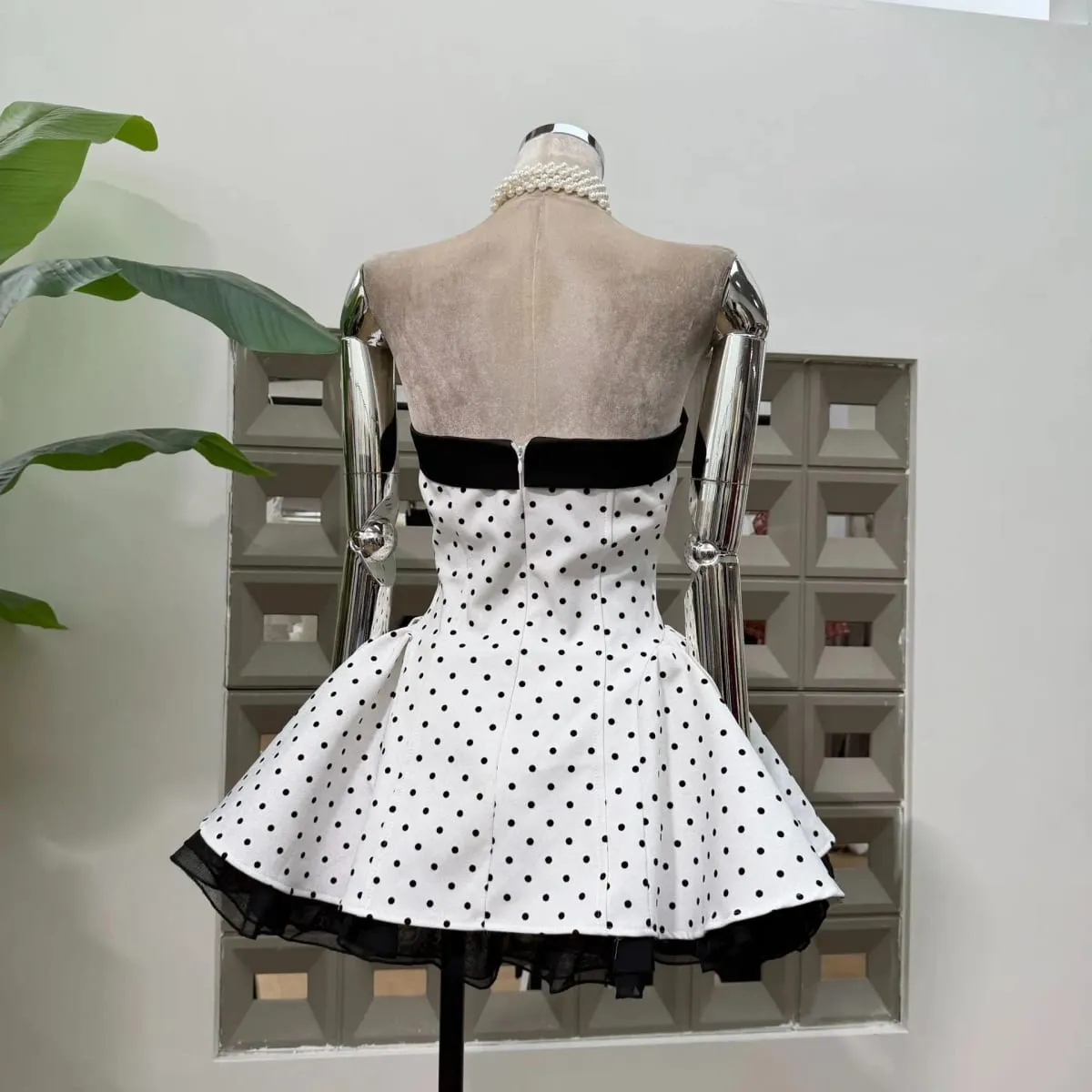 Women Sexy Strapless Backless Polka Dot Bow A Line Dress Party Birthday Evening Ball Gowns Nightclub Show Wear Fashion Vestido — image 2