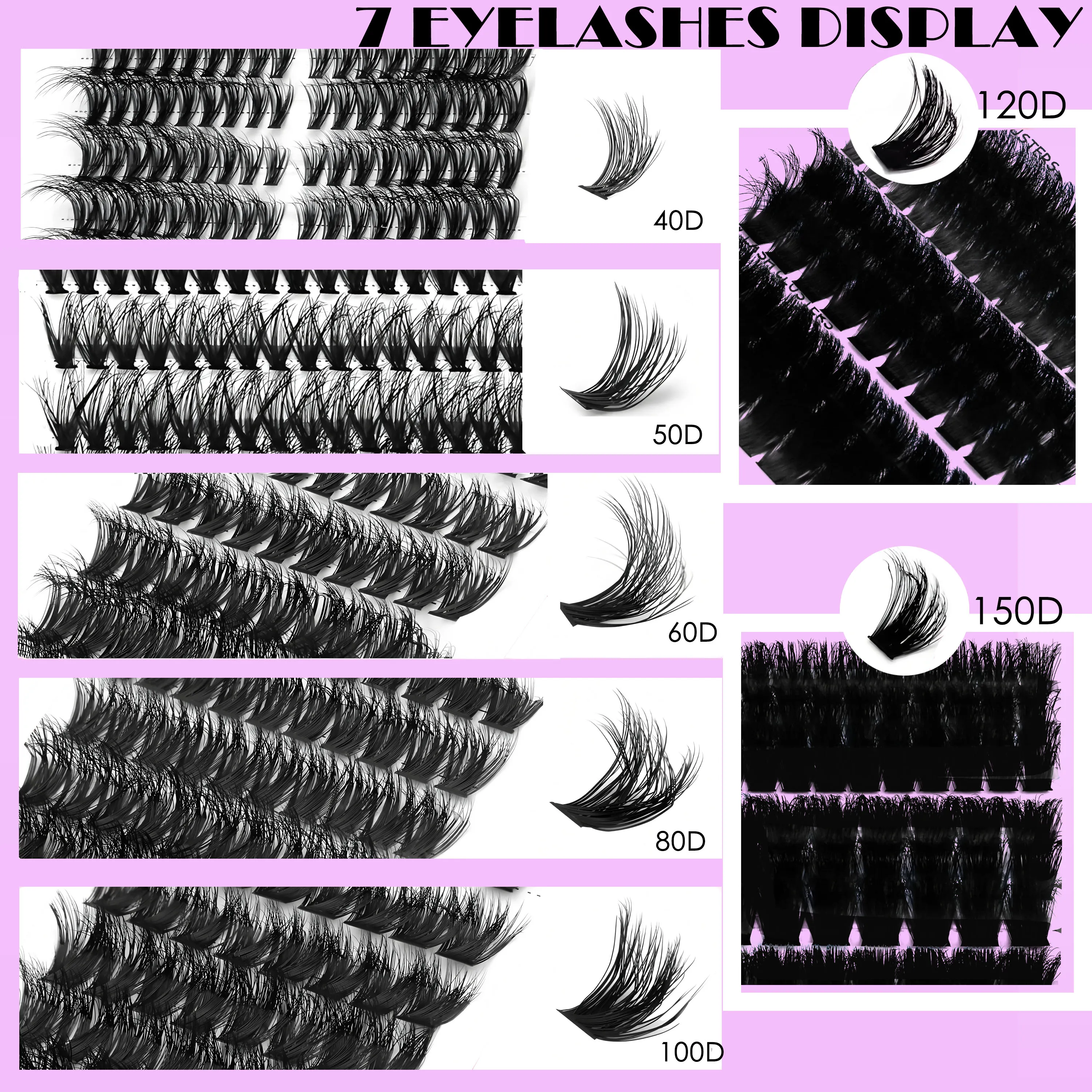 40D-150D Lashes Cluster DIY Lash Extension Mixed Tray Clusters Ögonfransar Fluffig Volym Individuella Fransar Cat Eye Lash Extension — image 3