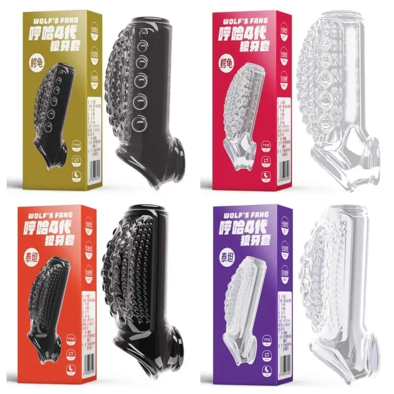 Penile Condom Male Transparent Particles Sheath Male Penis Sleeve Silicone Sex Toys Sheath Stretchable Cock Enlargement — image 1