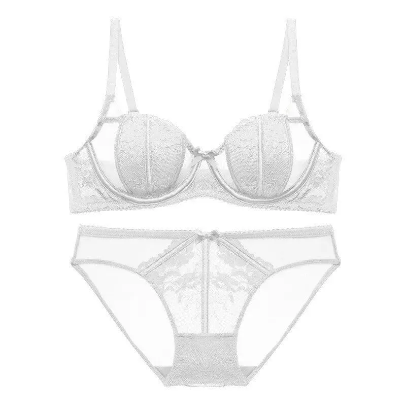 Ensemble Lingerie Dentelle Française Brodée Bonnets Oreille De Lapin Fil Doux Push Up Respirable Amincissant Confort Élégant — image 5