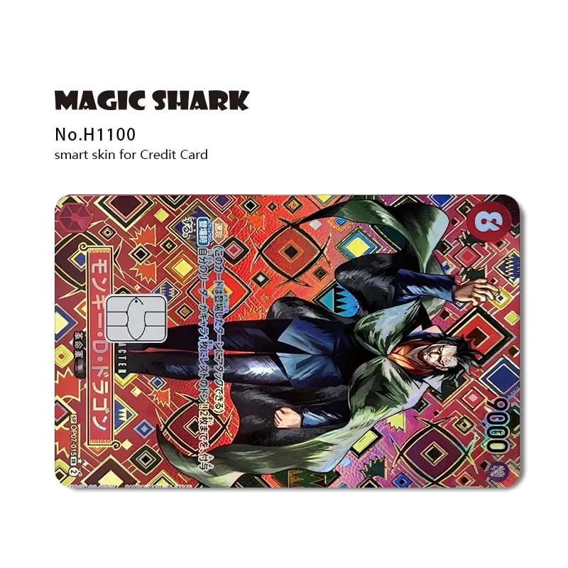 Magic Shark Luffy Nami Ace Zorro OP TCG Card Style Lazer Holographic Thin Sticker Film Skin for Debit Credit Card